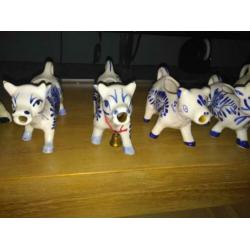 Verzameling delft blauw koeien porselein antiek