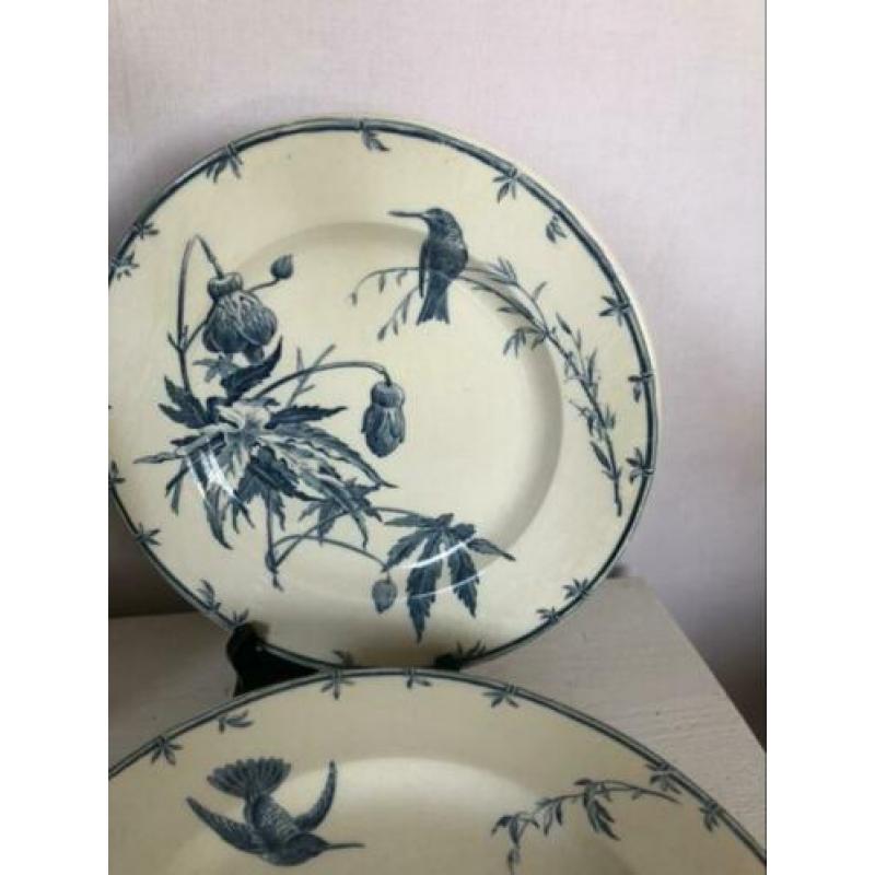 Gien Oiseaux Mouches borden 14x antiek dinerbord 1870 izgst