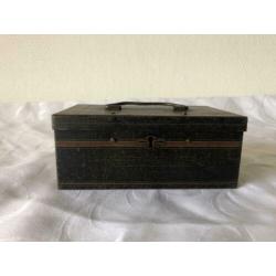 Vintage blikken geld trommel (cash box).