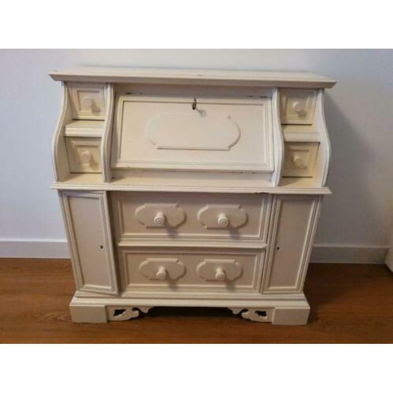 leuke kleine authentieke witte brocante (hal)secretaire