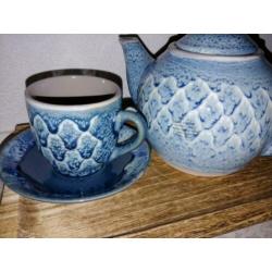 Riverdale theepot met kop en schotel - thee set Blauw