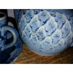 Riverdale theepot met kop en schotel - thee set Blauw