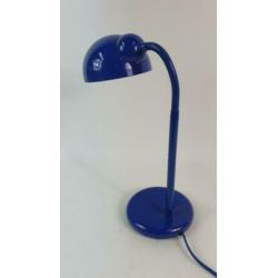 Vintage tafellamp, bureaulamp blauw metaal, buigbaar. 2A14