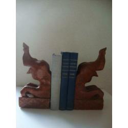 Boekensteunen olifant - hout - vintage