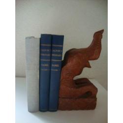 Boekensteunen olifant - hout - vintage