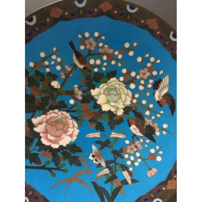 19e eeuwse Japanse cloisonne wandbord