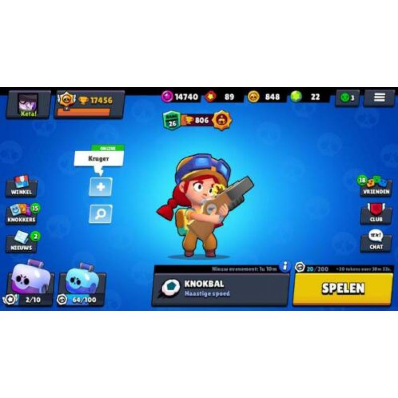 Brawl stars account 17.5k trofeeen lvl 132!!