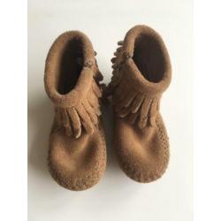 MINNETONKA 3 Baby 6m 12m Bruin leer leren rits schoen slof