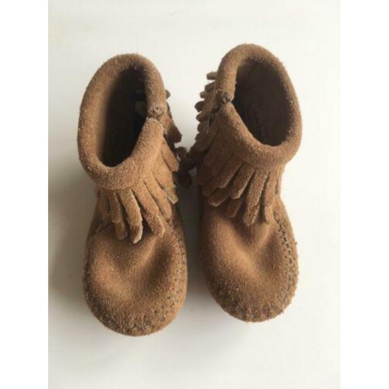 MINNETONKA 3 Baby 6m 12m Bruin leer leren rits schoen slof