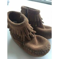 MINNETONKA 3 Baby 6m 12m Bruin leer leren rits schoen slof