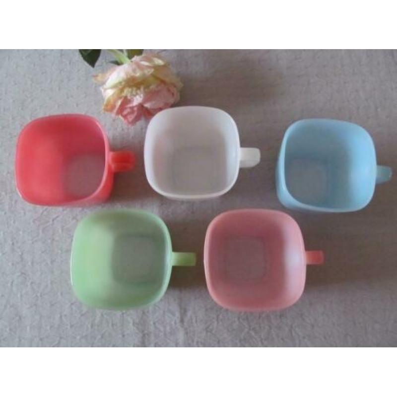 5 Opale France Pastel Soepkommen Glas Retro