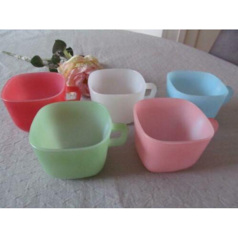 5 Opale France Pastel Soepkommen Glas Retro