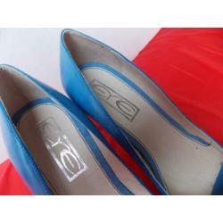 peep to pumps lichtblauw , leer, maat 38 nieuw