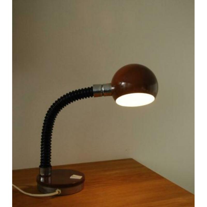 Vintage bureaulamp, bollamp bruin