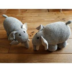 2x Handgemaakte olifant knuffel Nepal decoratie NIEUW