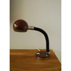 Vintage bureaulamp, bollamp bruin