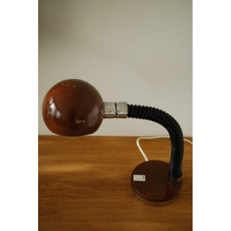 Vintage bureaulamp, bollamp bruin