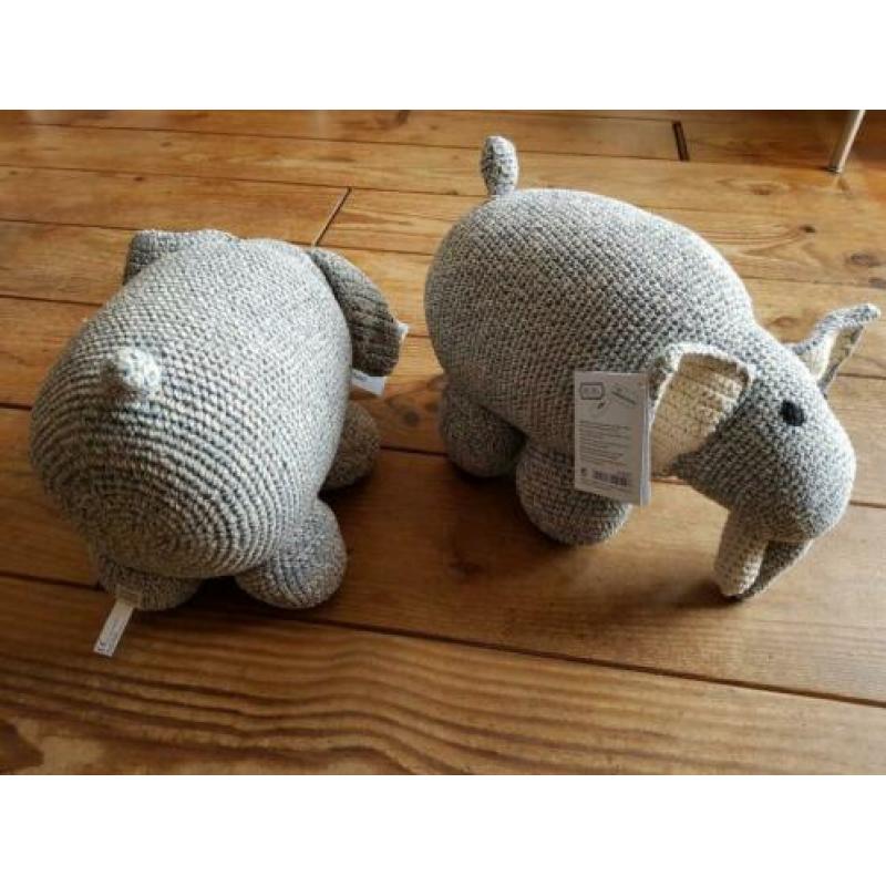 2x Handgemaakte olifant knuffel Nepal decoratie NIEUW