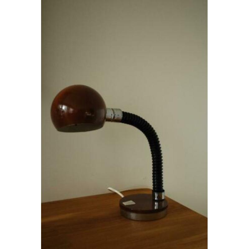 Vintage bureaulamp, bollamp bruin