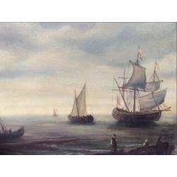 Fraai oud schilderij MARINE (olieverf op doek)