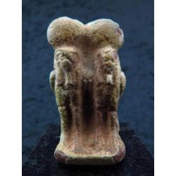 Egyptian faience amulet of double Ba-birds with sundisks