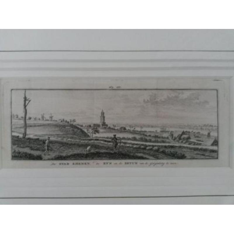 Kopergravure Rhenen, de Rijn de Betuw vanaf de Galgenberg