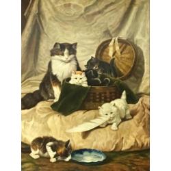 L. Pascin Poes met kittens