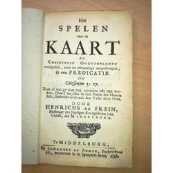 Kaartspel, Preek tegen - , 1738