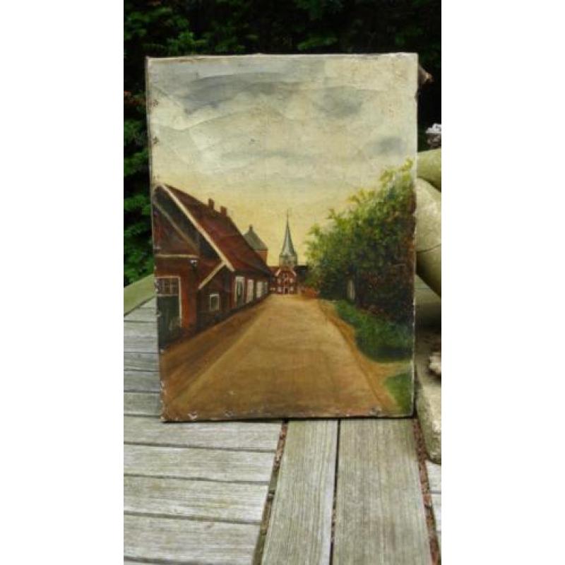 "De Dorpsstraat" oud schilderijtje