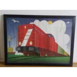 kunst tekening poster NS cargo MaK 1002 Series 6400 pr.lijst