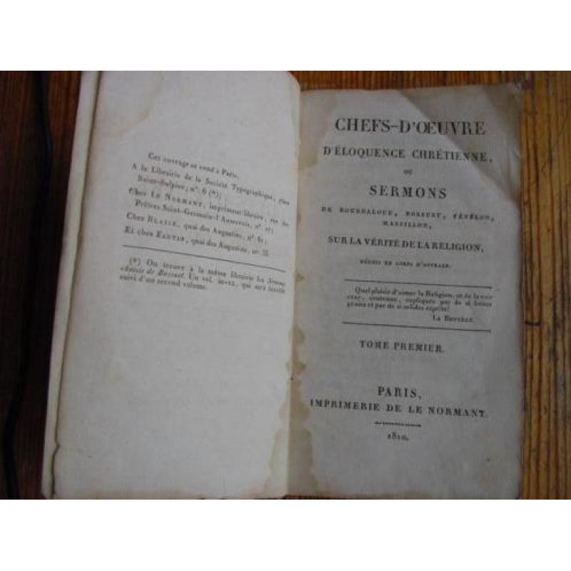 1810 Chefs-d'oeuvre d'éloquence chrétienne, ou sermons