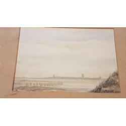 Orig. tekening Jan Derksen Staats uitzicht Nes Ameland 1926