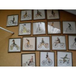 wand tekening fietsen in lijst