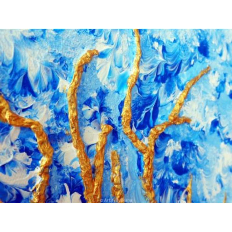 Abstract Schilderij Boom, Boomtak Schilderij met 3D Textuur